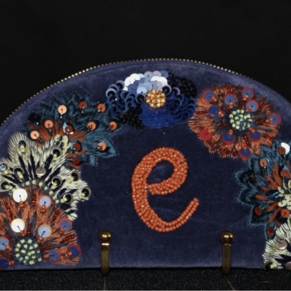 Embroidered Blue Anthropologie Velvet Clutch - Picture 7 of 7